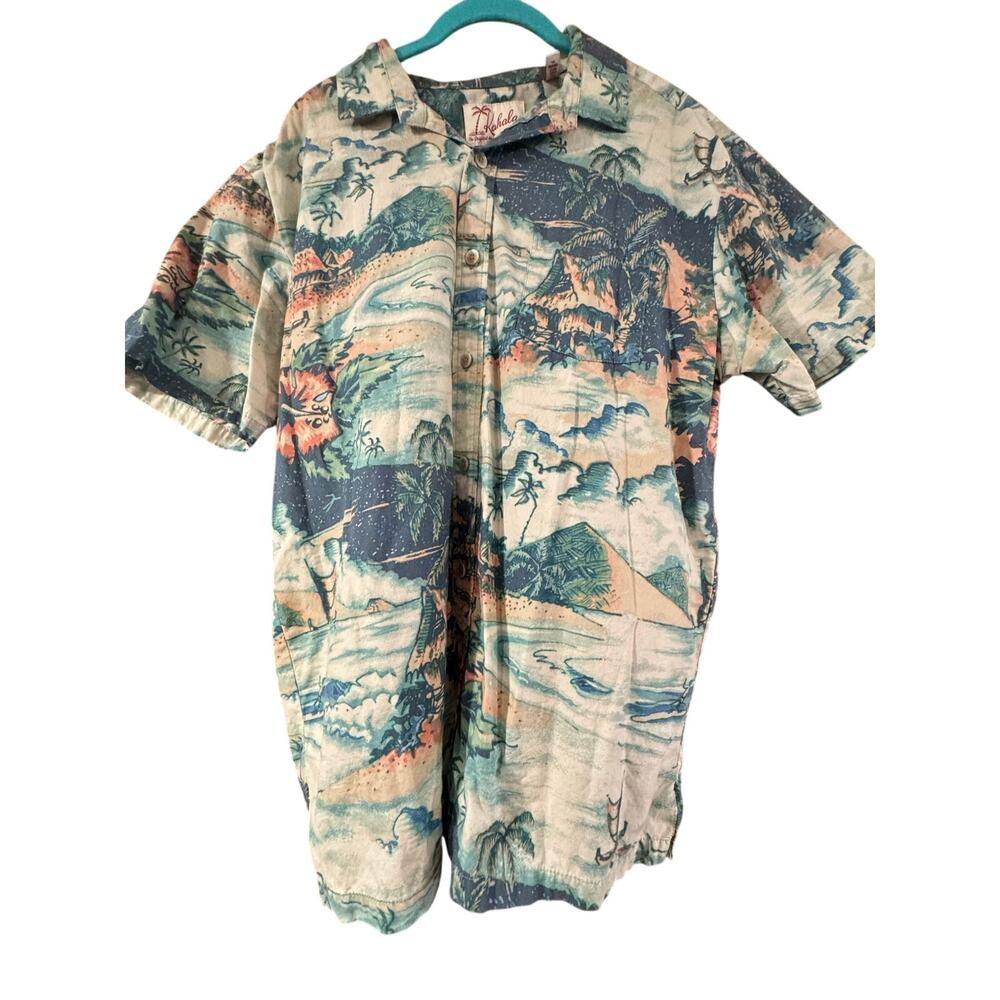 Kahala Men’s L Aloha Hawaiian Shirt Made in Hawaii 100% Cotton Scenic Tropical